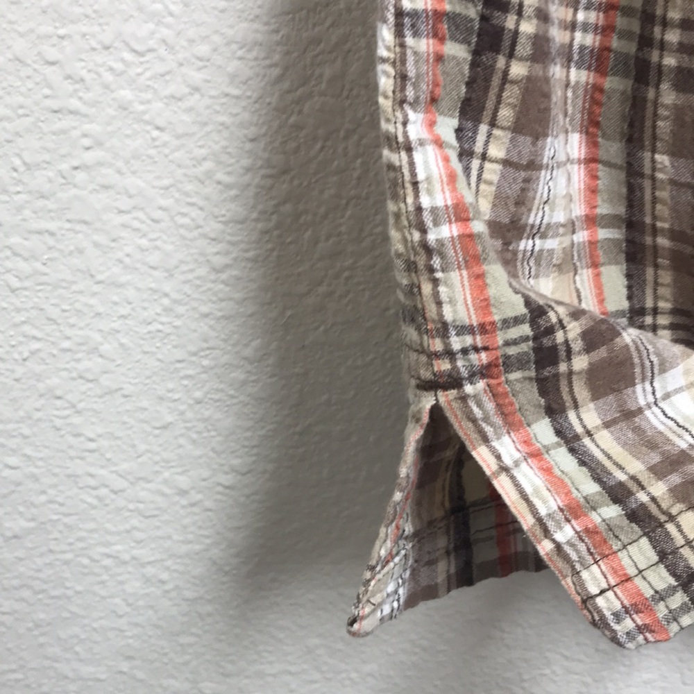 Gloria Vanderbilt Casuals Women’s 1X Neutral Tones Button Up Plaid Top Blouse - Picture 7 of 7